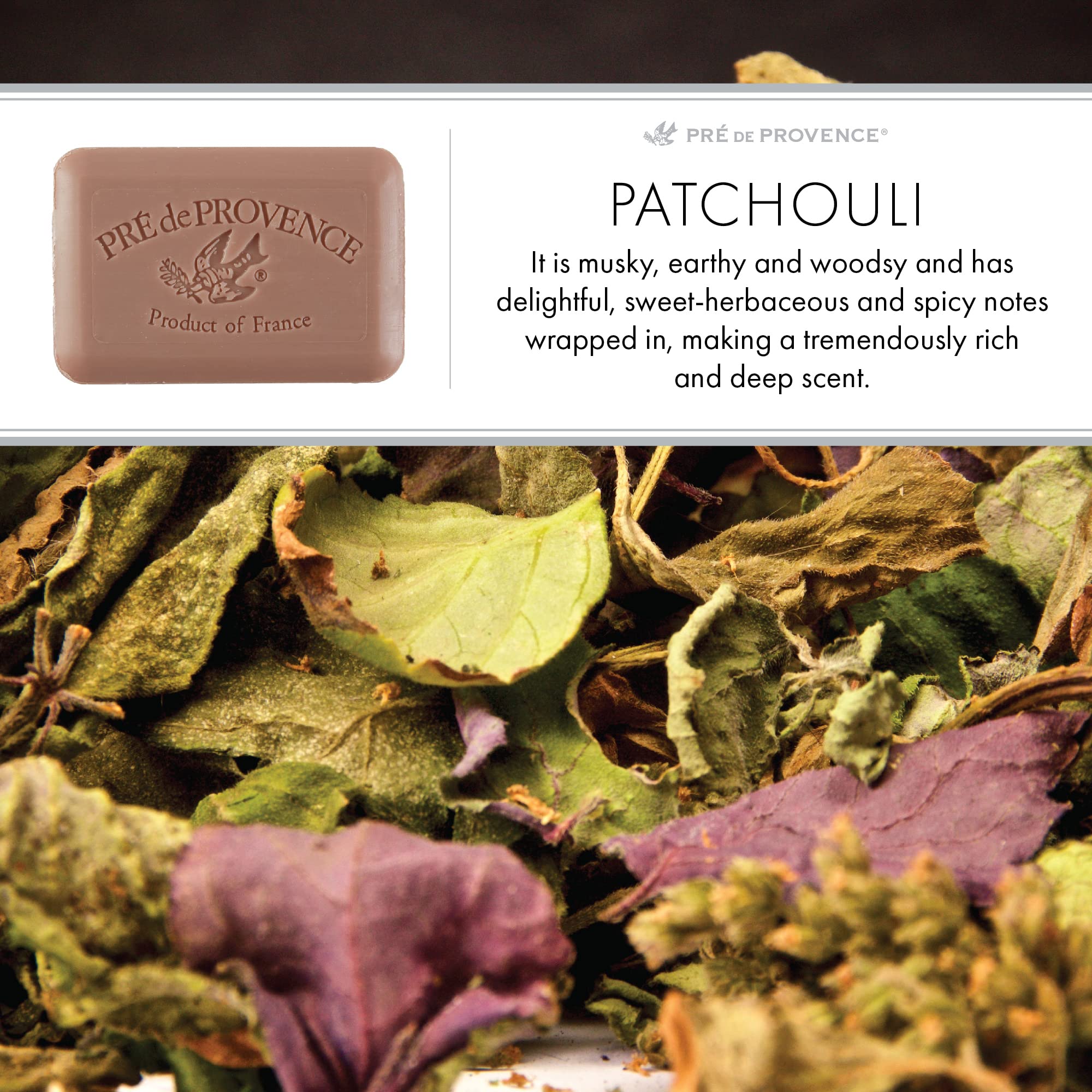 Pre de Provence Patchouli Shea Butter Enriched Soap, 250 Gram